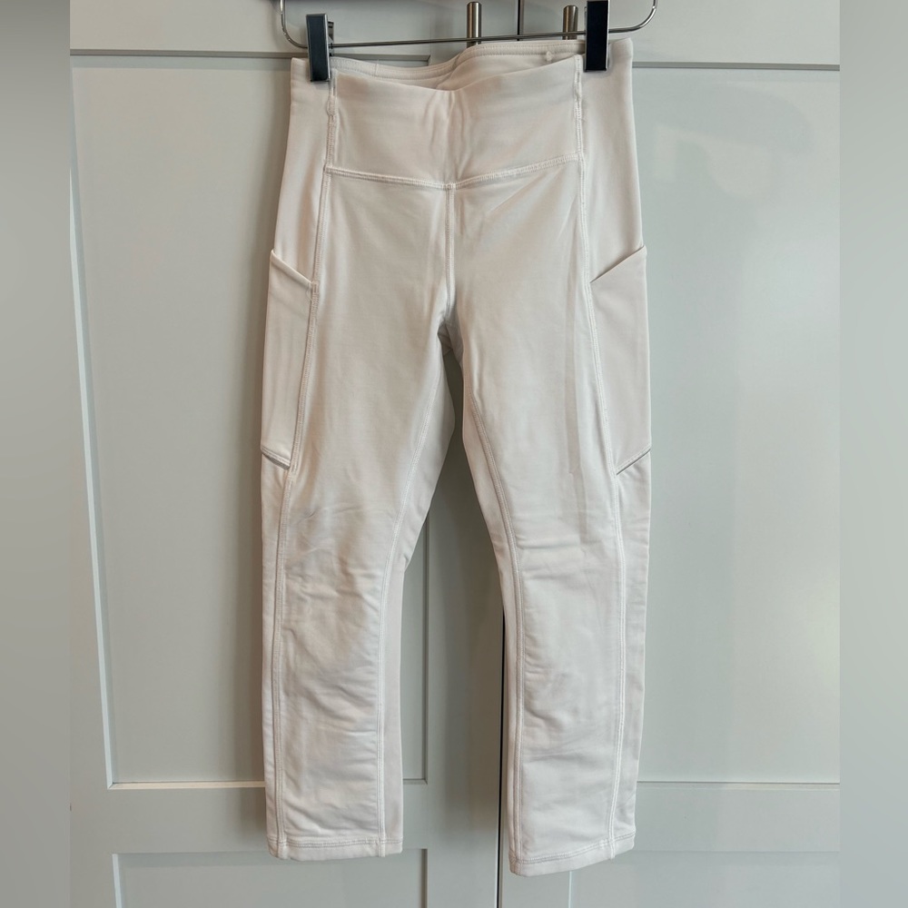 Lululemon Invigorate High-Rise Crop 23" Woman White Leggings, SZ 2